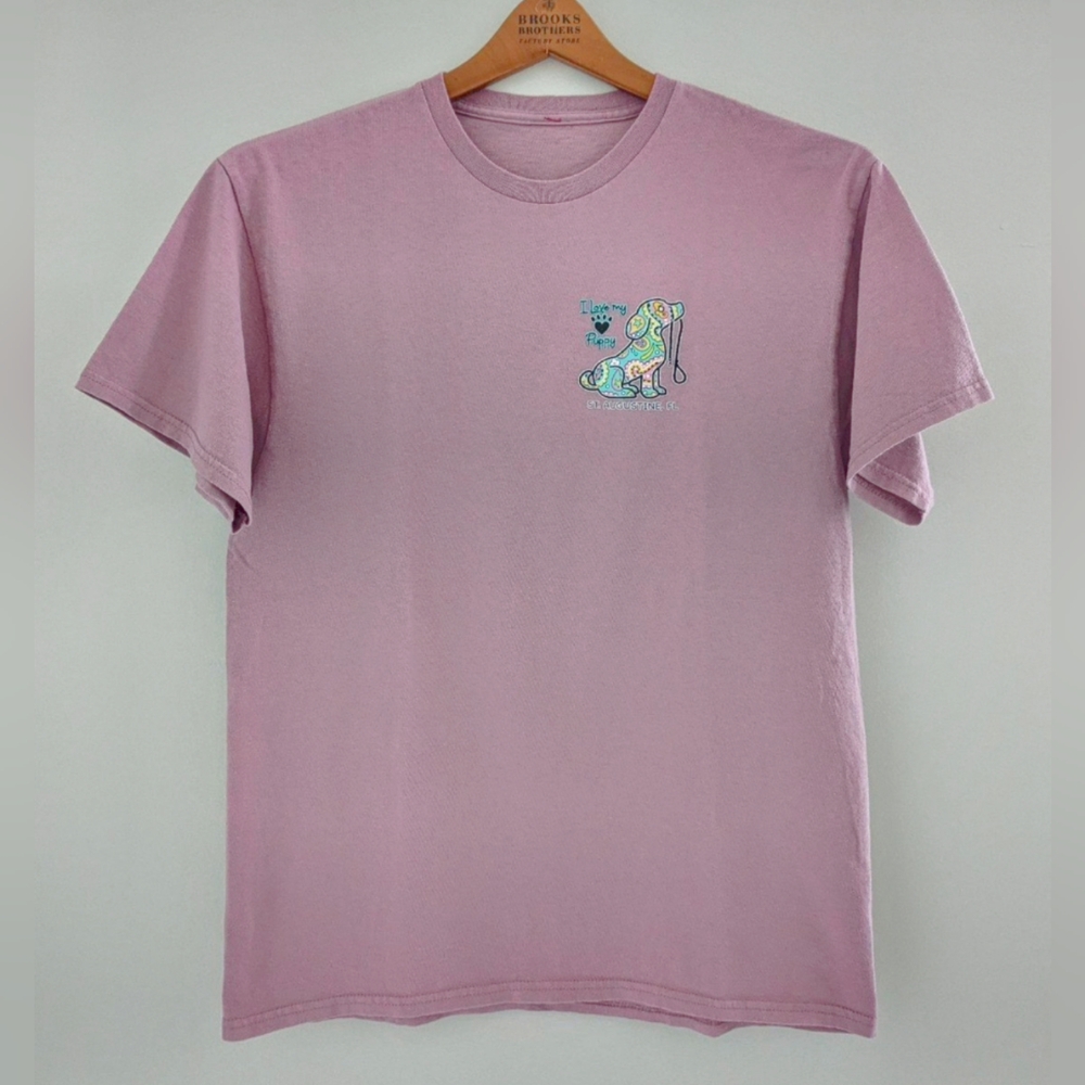 St. Augustine Florida Beach Pup I LOVE MY PUPPY T Shirt WOMENS M Dusty Rose Dog - Picture 4 of 9